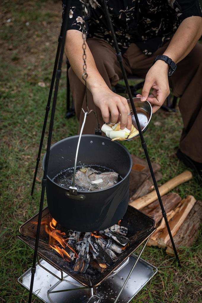 CAMPING MOON Aluminum Hanging Pot, Large, Aluminum Pot, Ideal for Cooking, Potato Stew, and Camping, 5.5L, MC255