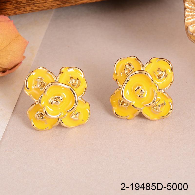 Retro flower earrings New Chinese French Chinese antique spring and summer versatile drip oil enamel senior design earrings