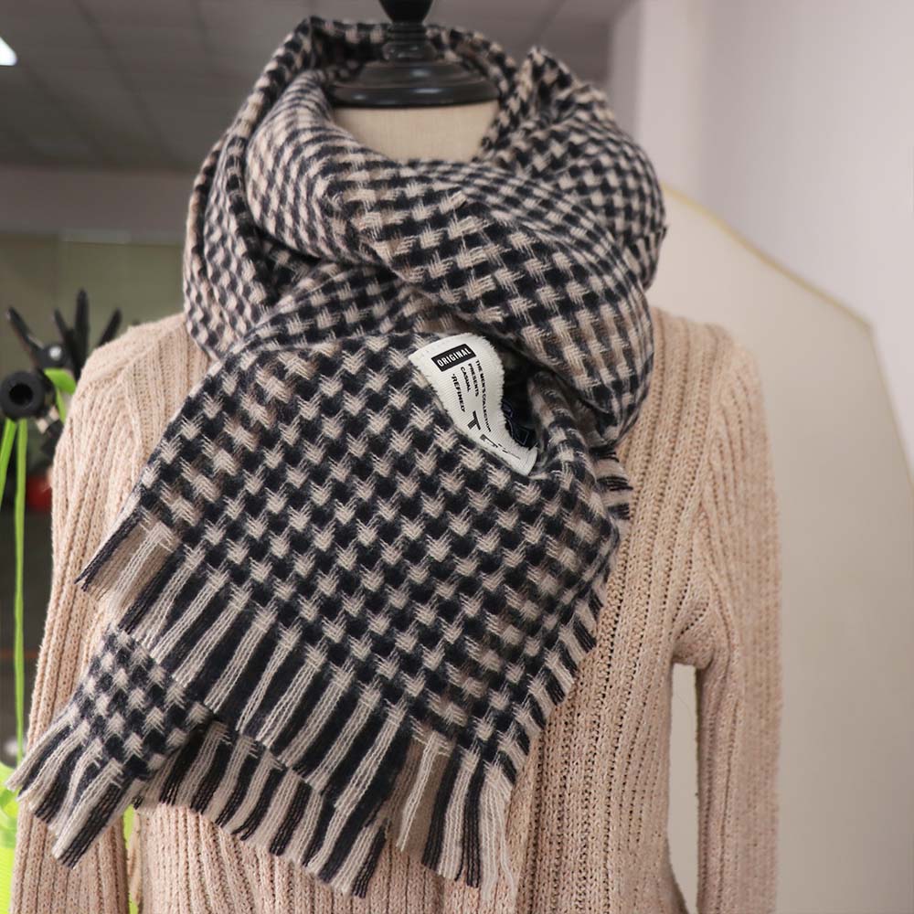 Thicken Winter Plaid Scarf Casual Checkered Scarf Fashion Men's Plaid Scarf  Males