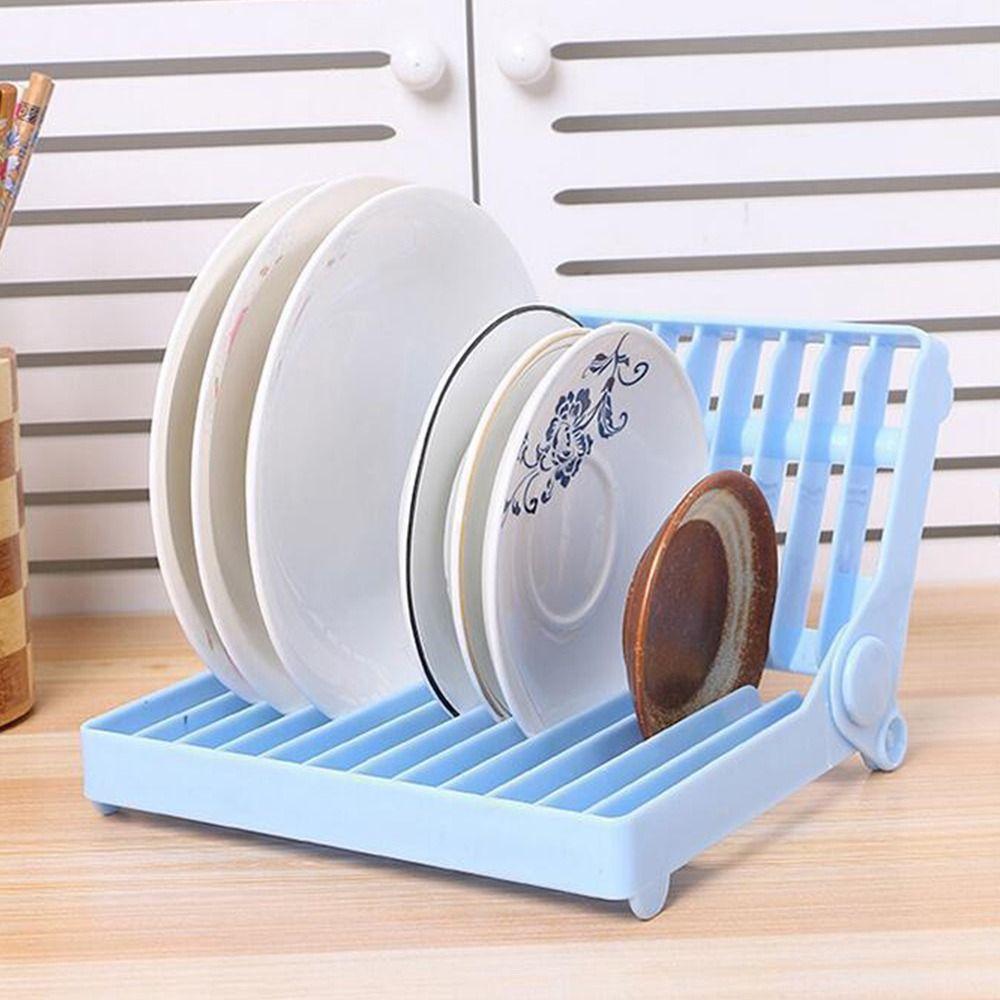 Foldable Design Dish Drying Rack Plastic Material Storage Holder Foldable Rack  Dish Drying