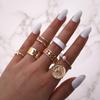Ring, Fashion Pearl Opening Hollow Butterfly Drip Oil 7-Piece Ring Women