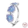 New 925 Sterling Silver Blue Lotus Ring For Women Original Design Zircon Stackable Ring Couple Jewelry Wedding Party Gift