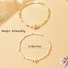 2Pcs Starfish Beaded Beaded Anklets Chain Set Bohemian Style Foot Bracelets  Jewelry Accessories