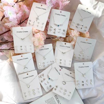 11 stili stile coreano coda di pesce croce a forma di cuore orecchini di cristallo collana set di gioielli da donna regalo