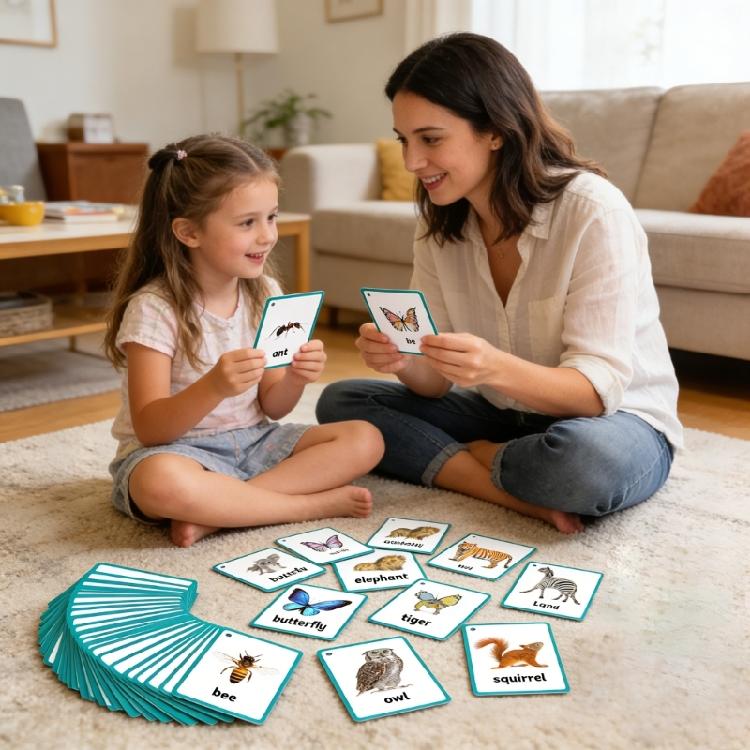 Friendly Animal Insect Cards Vocabulary Flashcards For Toddlers To Develop Language Skills Through Visual Stimulation