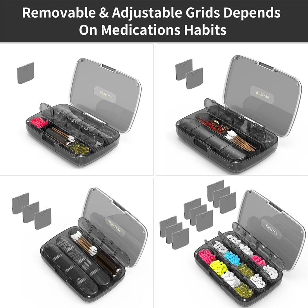 Large Pill Organizer 12 Compartments Portable Travel Pill Box Case Moisture Proof Xl Pill Container Holder Travel Pill Case