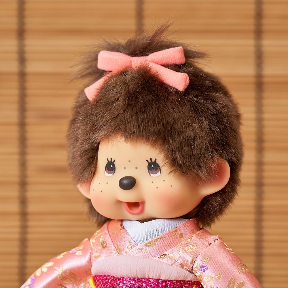 Kyugetsu Official Original Monchhichi In Kimono, Girl, Pink IPM-17-Z
