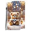 Handmade PU Leather Flip Case for iPhone X/11/12/13/14/15/16/17 Series - Anti-Slip Shockproof Cover with Wrist Strap & Heart/Rose Cat Designs
