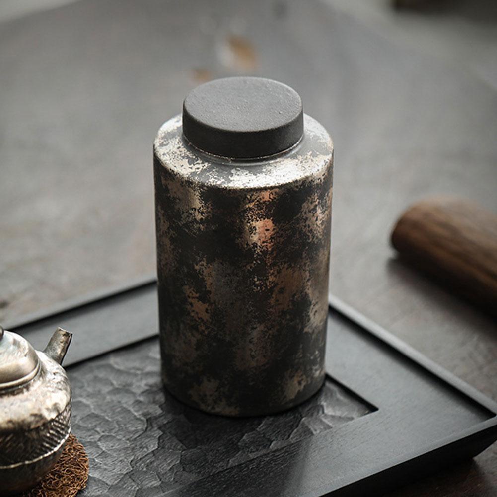 Hand-made Ceramic Tea Caddy Storage Container Vintage Ceramic Airtight Jar For Tea Lovers