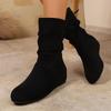 Autumn Winter Women's Boots Wedge Hidden Heel Shoes Thickened Plush Warm Booties Soft Faux Suede Lace-up Ankle Boots