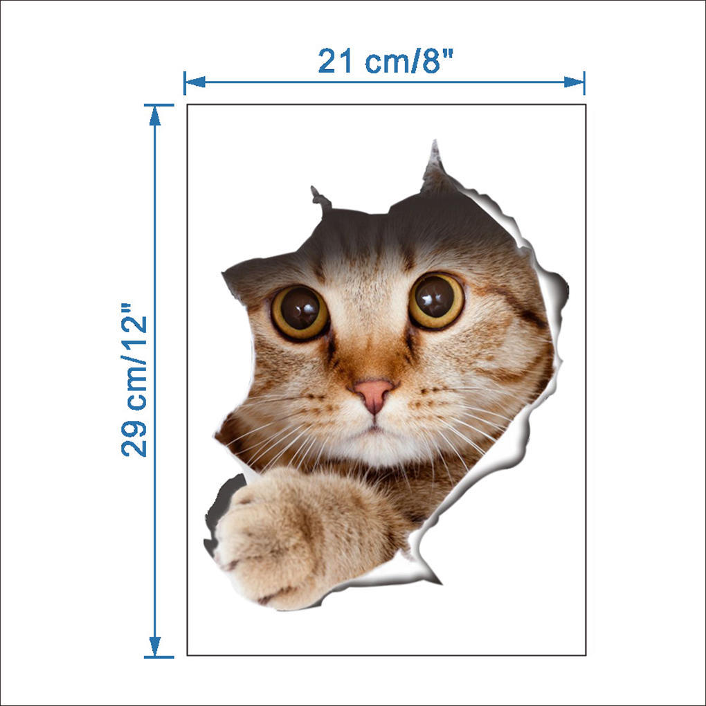 Cartoon Cute Cat 3D Wall Decorative Stickers Toilet Paste Cover Stickers 21*2