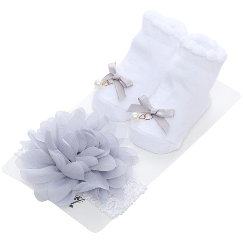 Infant Sweat-absorbent Socks+Flower Headband Sets Princess Baby Girl Baby Shower Gifts