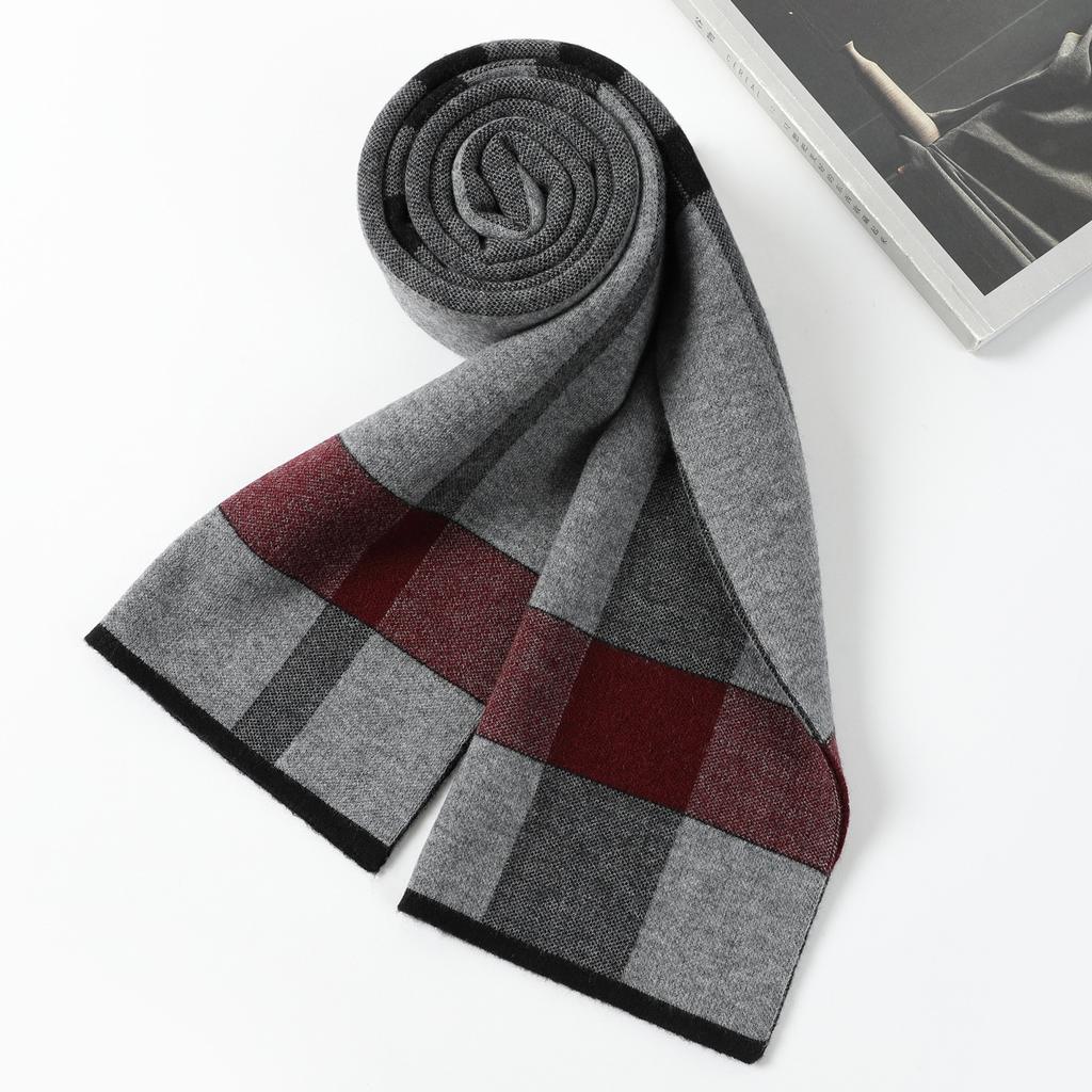 Versatile pure wool men's scarves, autumn and winter fashion warm plaid scarves, wool scarves can be