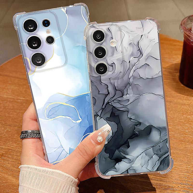 Marble Patterned Phone Case For Samsung Galaxy S26 S25 S24 S23 Ultra S22 S26 Plus S21 S24 S25 FE Clear Shockproof Soft TPU Cover