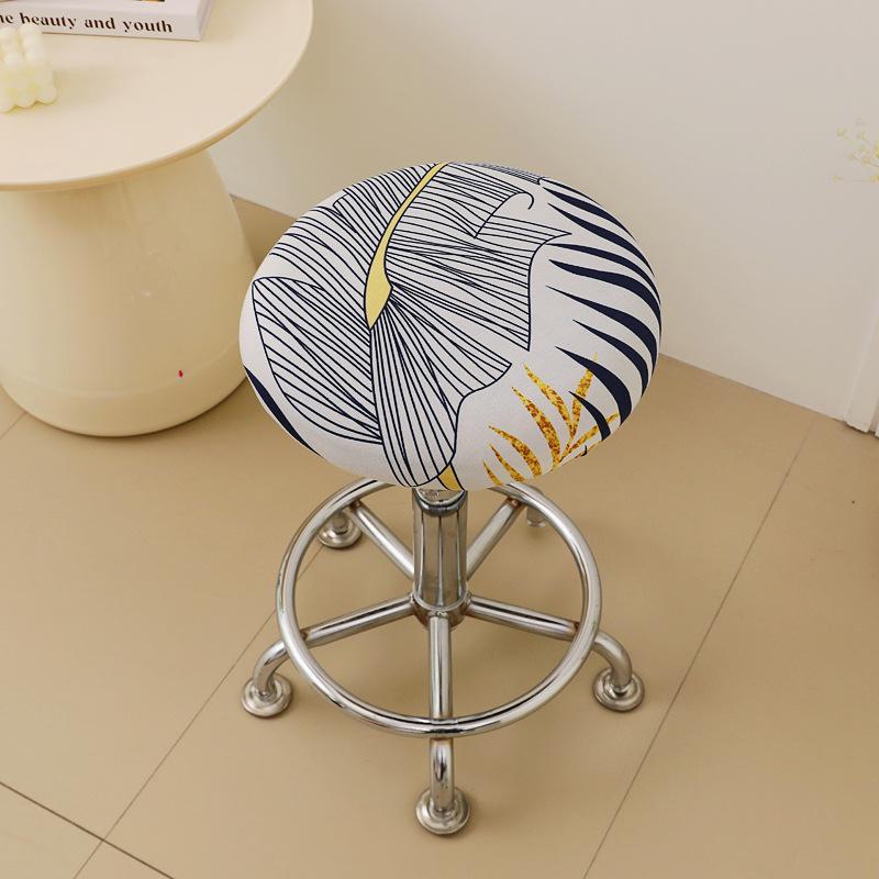Creative Printed Round Stool Cover Stretch Chair Slipcover for Home Office Decoration Soft Washable Seat Protector Chair Cover