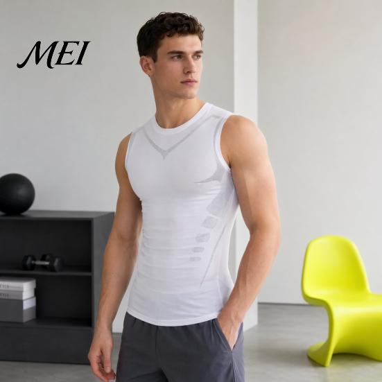 Kalorienverbrennendes Kompressions-Tanktop für Herren, Hohe Dehnbarkeit, Schnelltrocknend, Athletisch für Basketball, Kernstraffung, Training, Laufen, Haltungskorrektor
