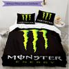 3pcs Duvet Cover Set (1*Duvet Cover + 2*Pillowcase, Without Core), Monster Energy Print Soft All‑Season Bedding Set, Home Bedroom Decor Gift