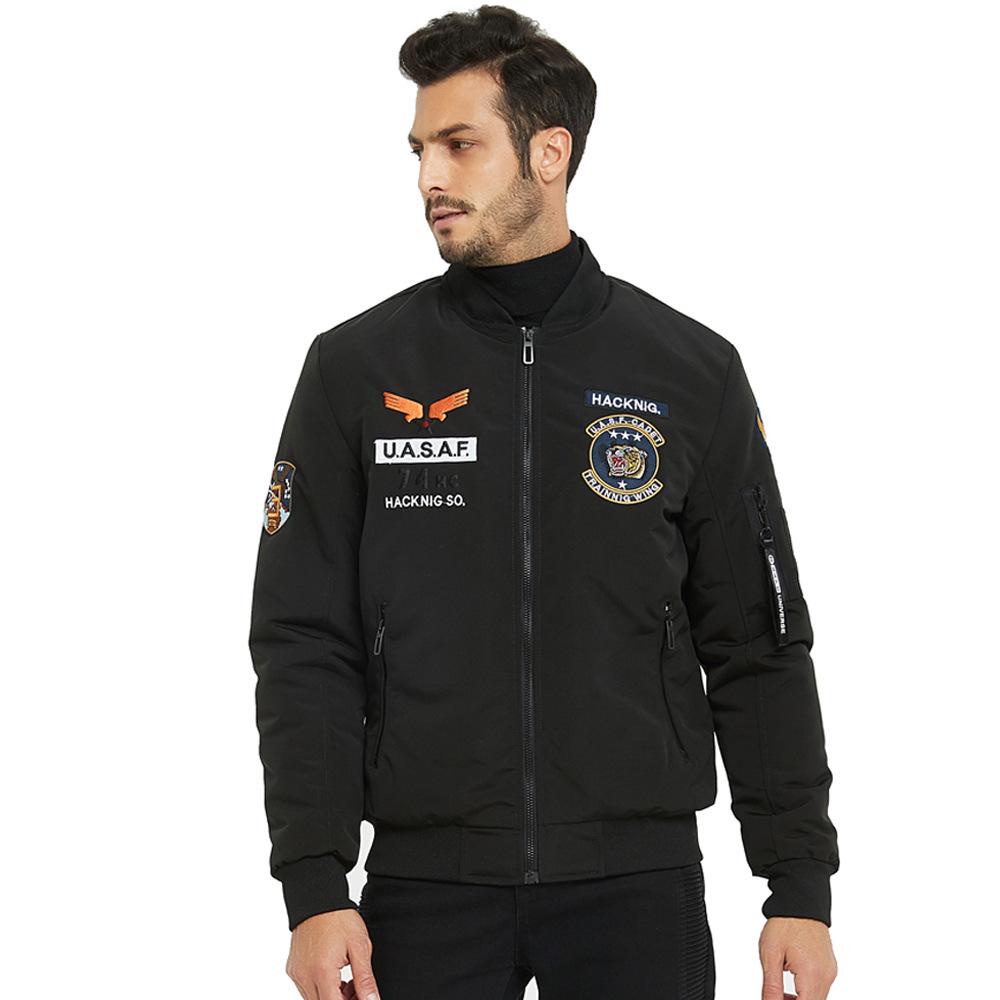 Men's Bomber Jacket Casual Winter Military Jackets Warm Quilted Windproof Coat With Pockets Stand Collar Work Jacket for Men Thermal Cargo Jacket