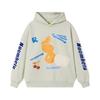 D830 Silver Gray & Haze Purple Embroidered Terry Cloth Hoodie