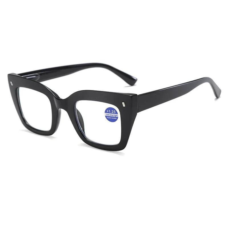 New Anti Blue Light Reading Glasses with Stylish Thick Frame and Large Frame Color Blocking Glasses Diopter To +4.0 Unisex
