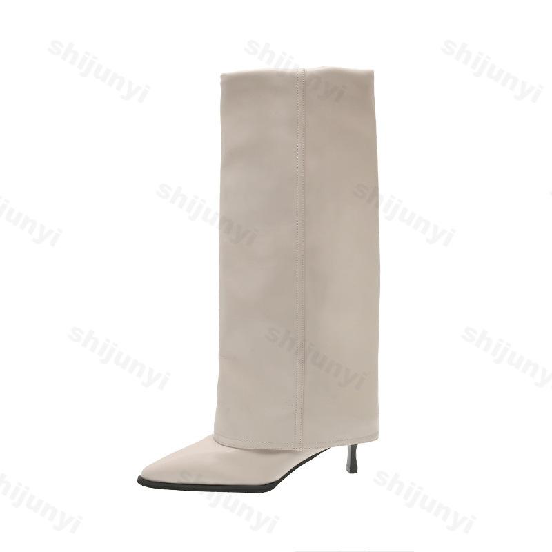 Fashion Women Knee High Boots Fashion Pointed Toe Long Boot Thin High Heels 2025 Autumn Fashionable Outdoor Womens Boots Plus Size 35-42