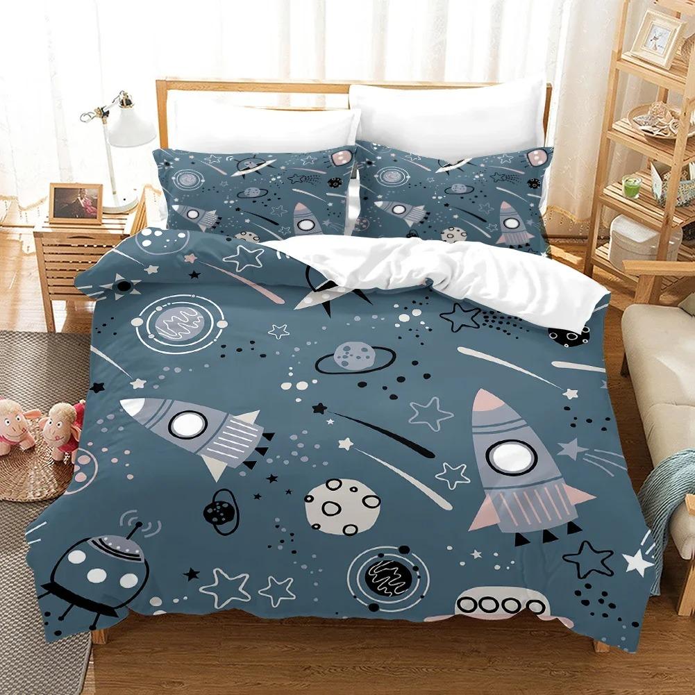 Astronaut im Weltraum Katze Bettdeckenbezug mit Kissenbezug Bettwäscheset Einzelbett Doppelbett Twin Full Queen King Size für Schlafzimmerdekor