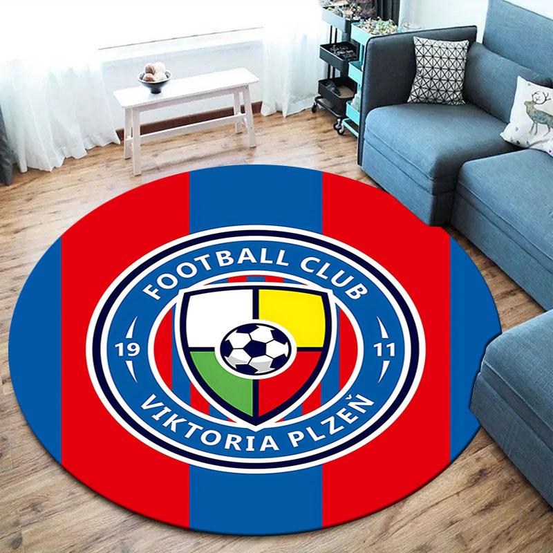 FC Viktoria Plzen Round Area Rug,Carpet Rug for Living Room Bedroom Sofa Playroom Decor,Non-slip Floor Mat