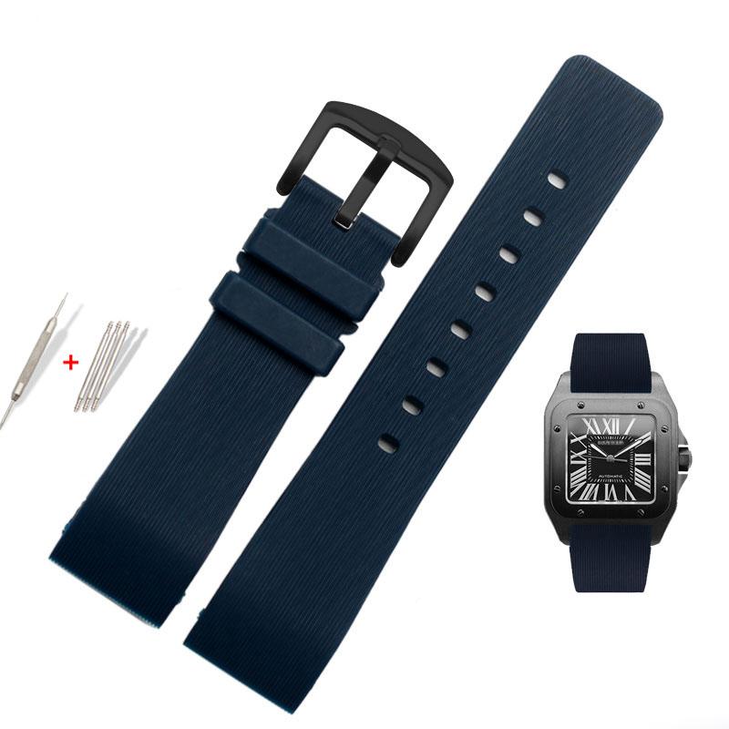 

For Cartier Santos100 W20073X8 W20106X8 W2020008 series men women silicone sport strap Watch accessories rubber strap 20 23mm 20mm