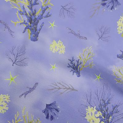 Cotton Flex Bluish Violet Fabric Sea Corals Quilting Supplies Print Sewing Fabric By The Yard 40 Inch