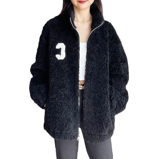 2026 Winter Women's Green Plush Fleece Jacket - Cozy, Loose, Thickened Outerwear