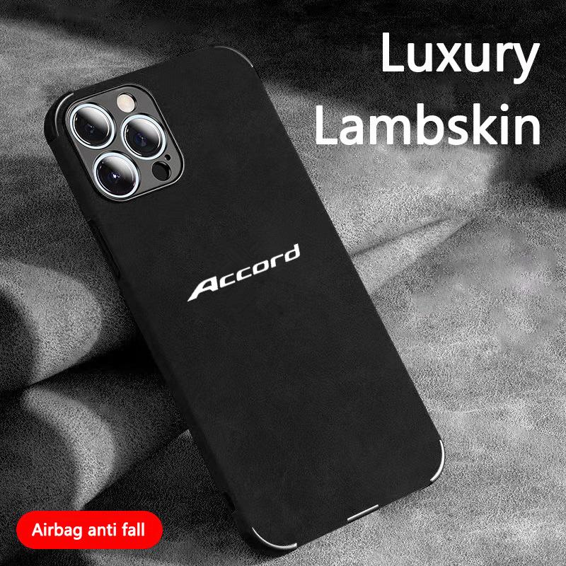 Suede All Inclusive Style Car Phone Case For Honda Accord Logo For iPhone 16 15 13 14 12 Pro Max Mini 8 XR XS 16 Plus 15Pro MAX