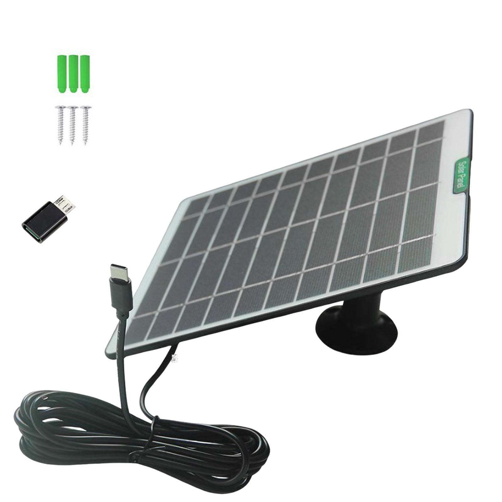 5W 5V Monocrystalline Solar Power Bank with Type C Output Monocrystalline Solar Cell for Arlo/Ring/Eufy/Blink Doorbell Camera чёрный