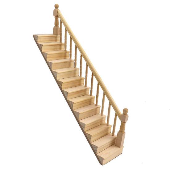 Doll House Stair Sturdy With Handrail Wood Handmade Doll Staircase for Home