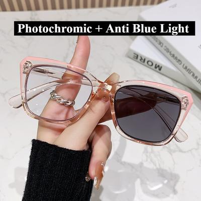 Multi Focus+Photochromic Reading Glasses Anti Blue Light Glasses For Both Near And Far Use More Suitable For Women Glasses