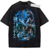 Unisex Black Washed Vintage T  Shirt Demon Slayer Nezuko Kamado Cherry Blossoms High  Quality Fabric for Fitness Casual