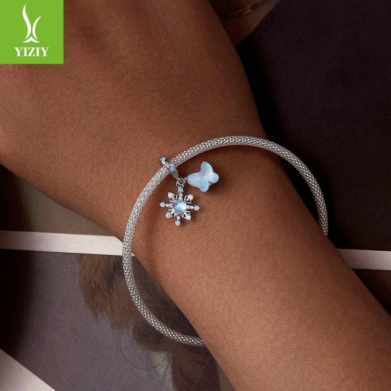 Winter Snowflake Diy Bracelet Beaded Accessories, Christmas S925 Silver Pendant