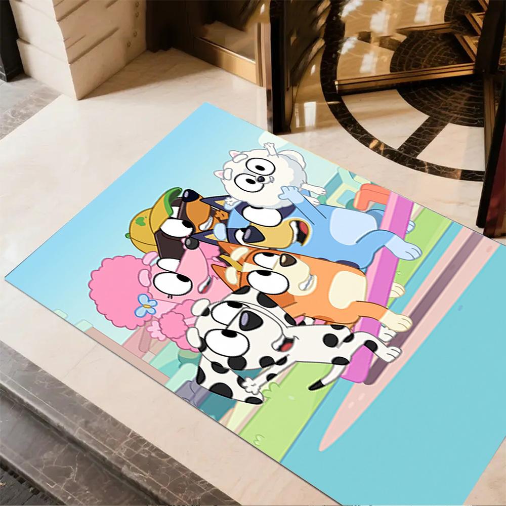 Bluey Friends Adventure Floor Rug Office Rug Perfect for Dormitory Dining Room Outdoor Foyer Antislip Carpet Decorate Offices Birthday/Christmas Gift