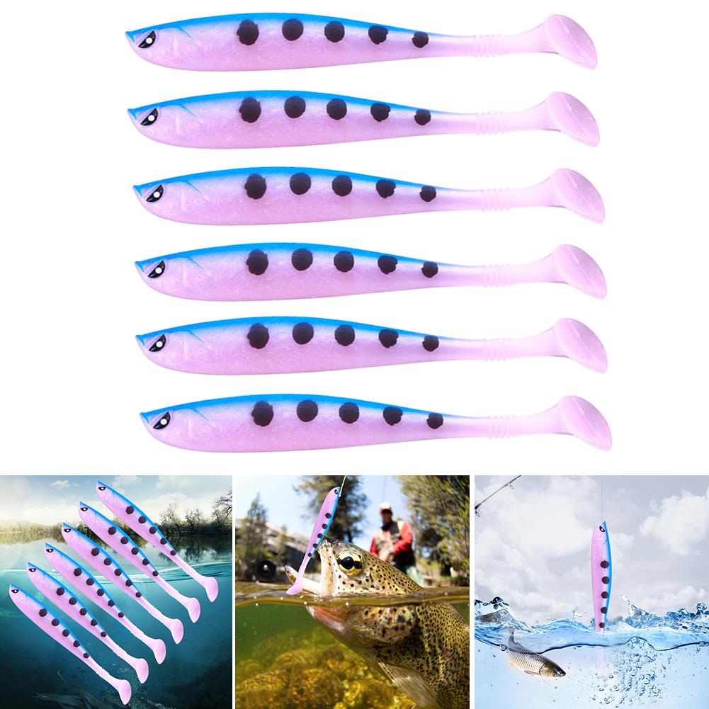 6Pcs Fishing Soft Bait 9cm Artificial Soft Bait Multifunctional Fishing Bass Carp Lure for Saltwater Freshwater