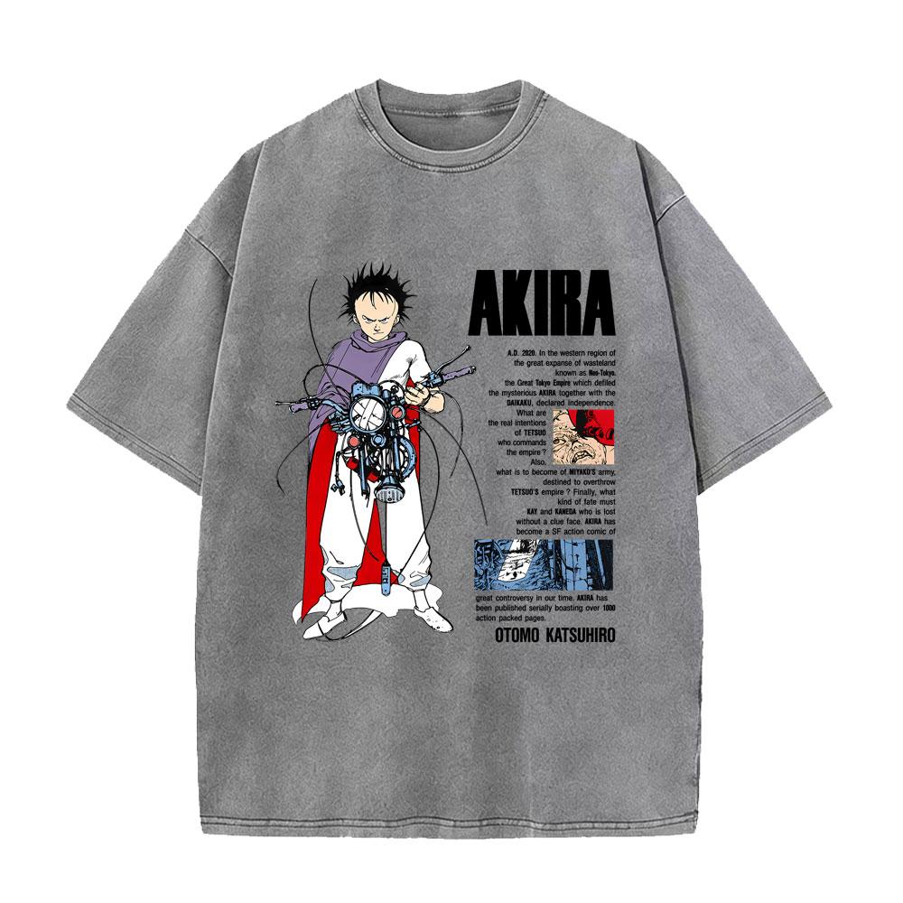 Japanese Science Fiction Cartoon Movie Anime Akira Tetsuo Shima Retro Washed T-shirt Men Women Manga1857