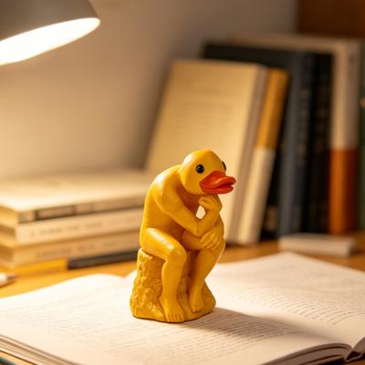 Thinking Duck Statue, Funny Duck Thinker Figurine, Little Duck Resin Sculpture for Dining Room, Office Desk Decor