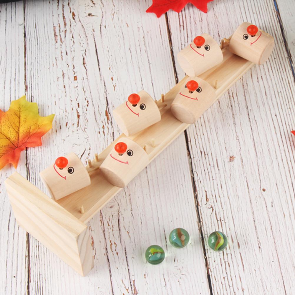 Clown Marble Ball Run Track Games Kids Early Educational Wooden Toy Funny Clown Kegs