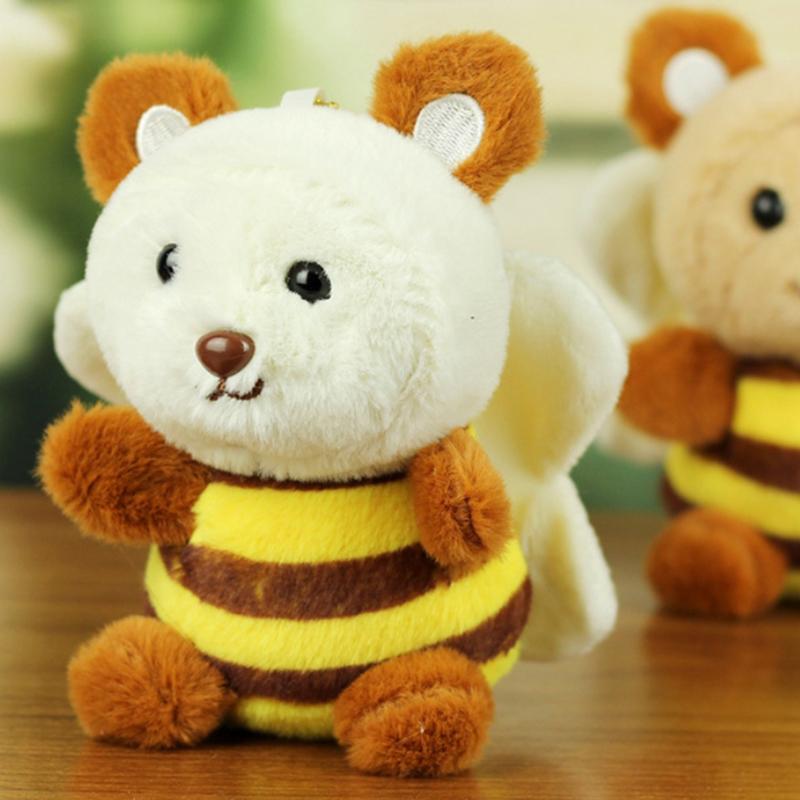 1Pcs Cartoon Cute Little Bear Turned Into Bee Plush Toy Keychain Bag Pendant Car Keychain Accessories