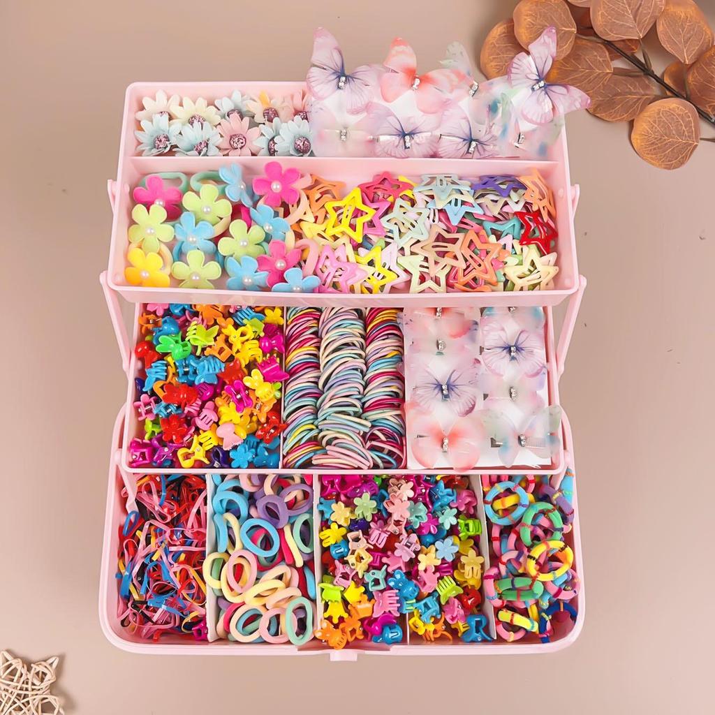 695-Piece Children's Hair Accessories Set: Hair Ties and Ropes Combination for Girls