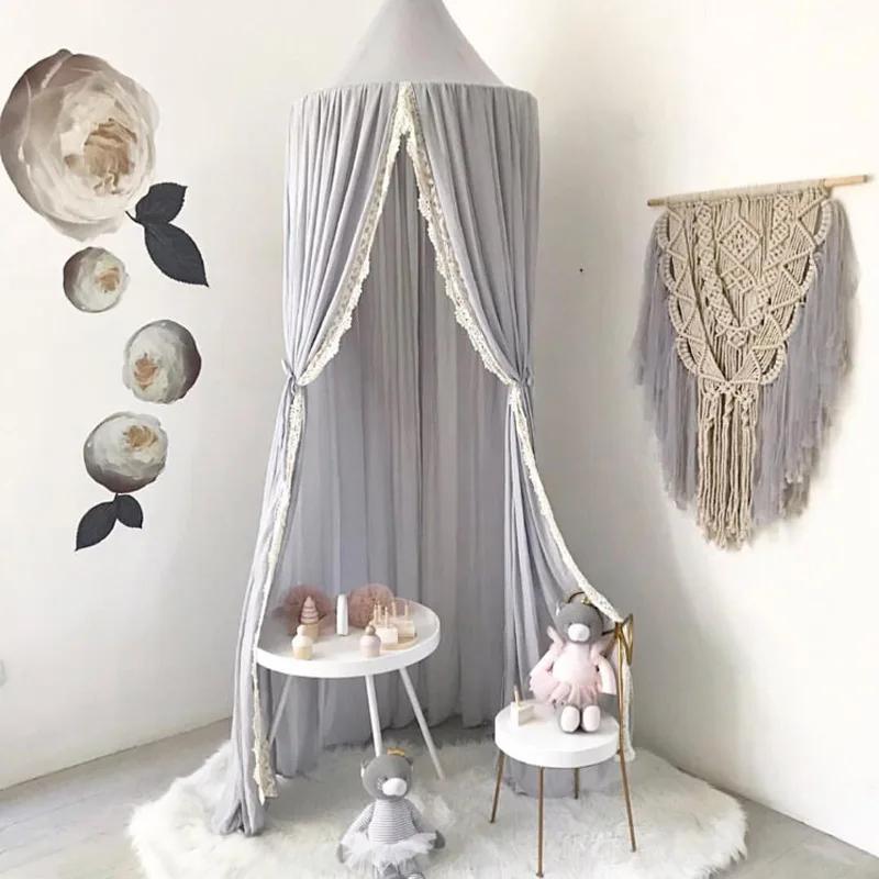 Ins Baby Room Decor Mosquito Net Kid Bed Curtain Canopy Round Crib Netting Tent  240cm Bedroom Girl Canopy Cot