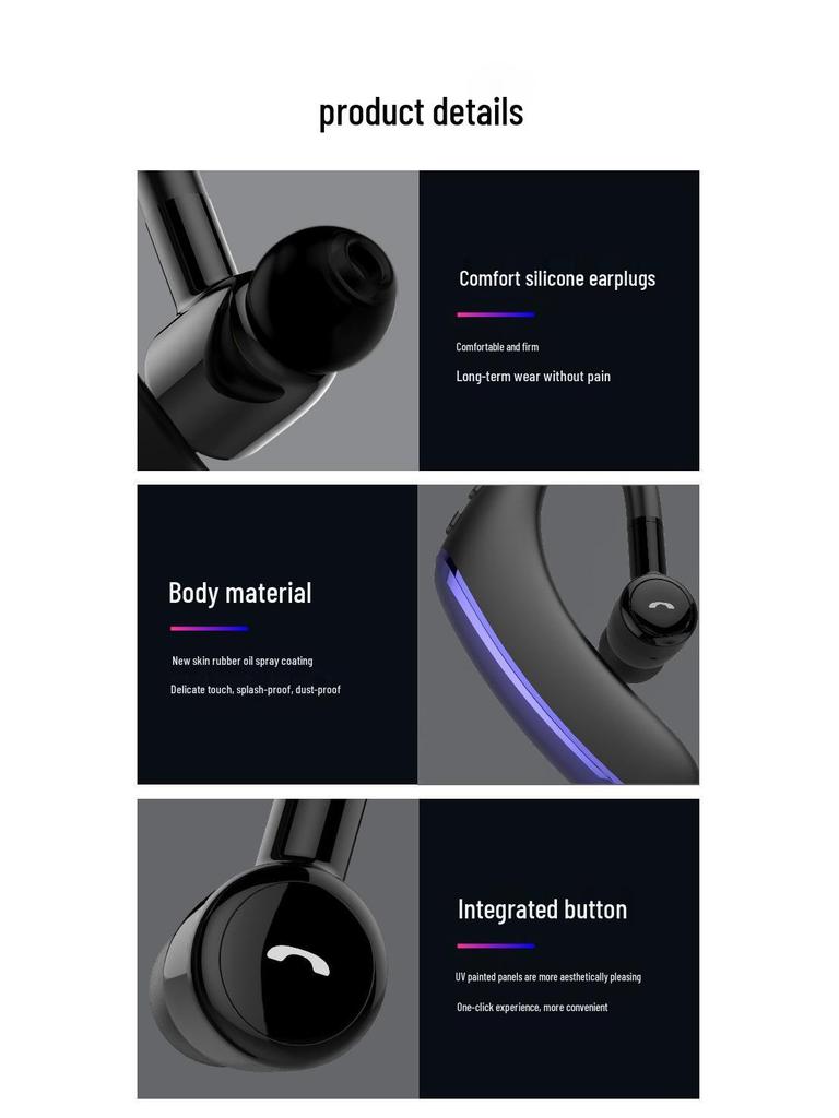 2025 Single Ear Wireless Bluetooth Headset with Ultra-long Standby