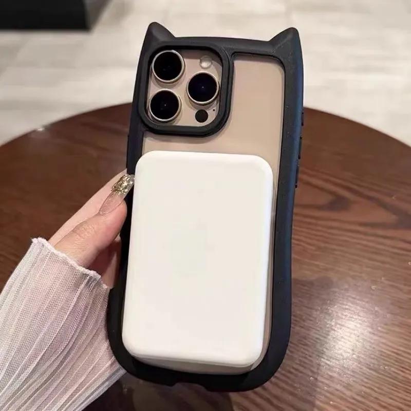 Magnetische Magsafe Niedliche Katzenohren Klare Hülle Für Xiaomi 15 Ultra 14 Pro 14 Redmi Note 13 5G Harte Stoßfeste Kabellose Ladeabdeckung