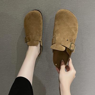 Women's Flat Cork Clogs Shoes Fashion Closed Toe Suede Platform Slippers for Women Outdoor Casual Slides Shoes Zapatos