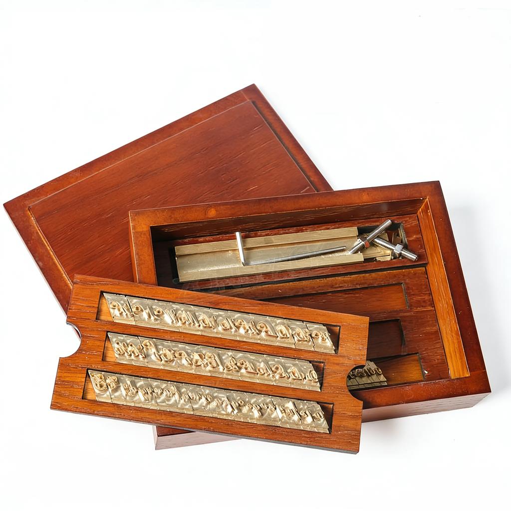 ZONESUN Brass Letter 6mm Hot Foil Stamping Letters Mold Set with Wood Box Time New Roman