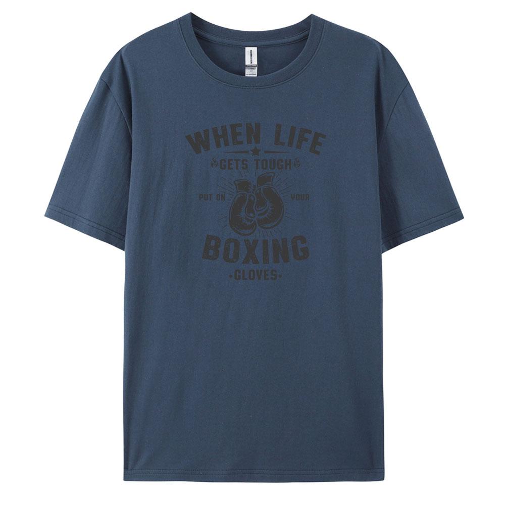 Boxing Comfortable Mens Loose Fit Tshirt with Stylish Prints Vintage and Short Sleeved