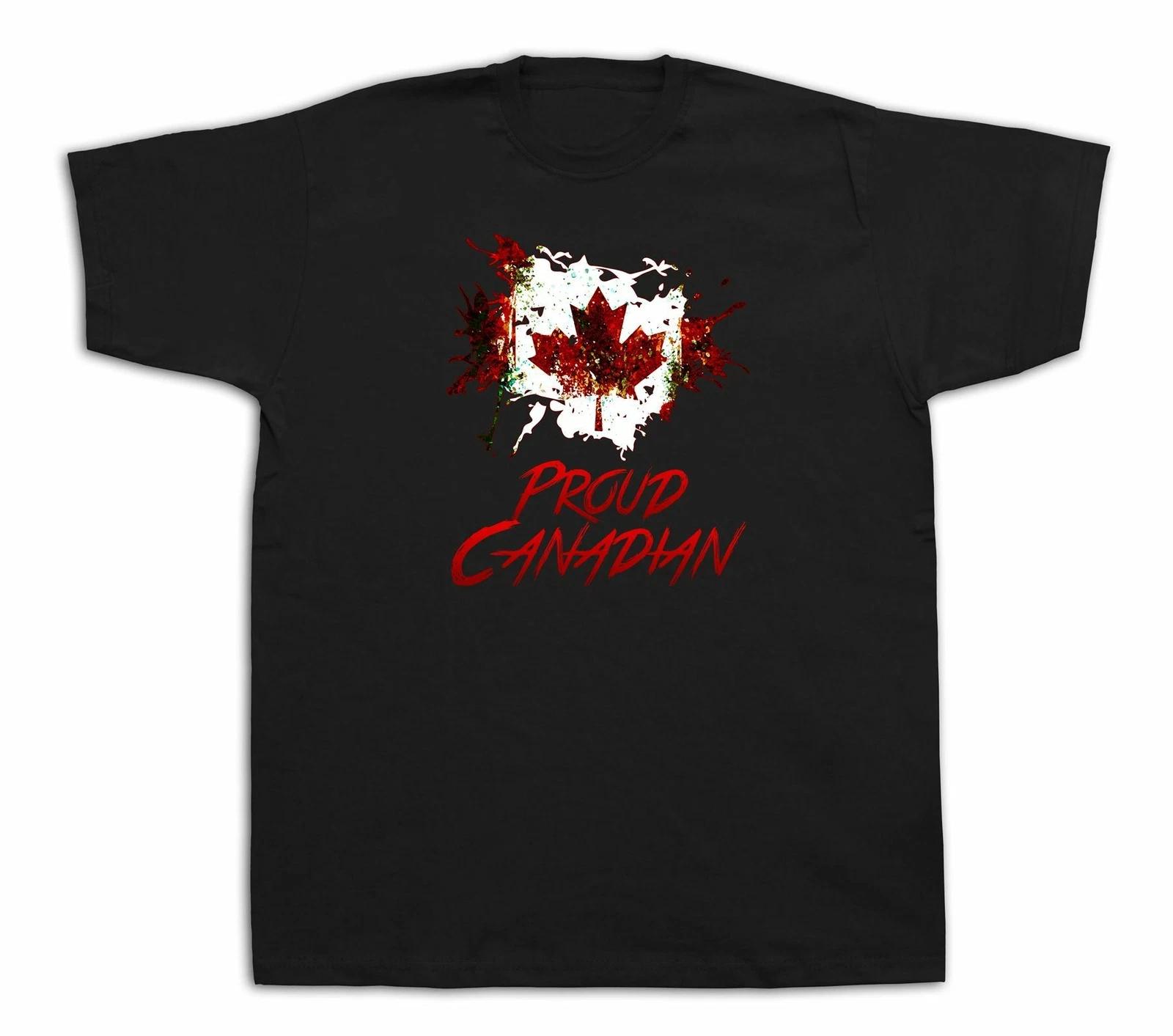 Mens Tee shirts T-shirt print Proud Canadian Flag Fashion Nation Polite 4XL